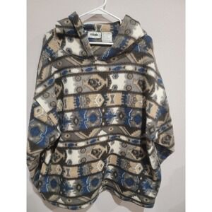 Gitano Men's Vintage Hooded Fleece Pullover With Pockets  Aztec Design Size XL